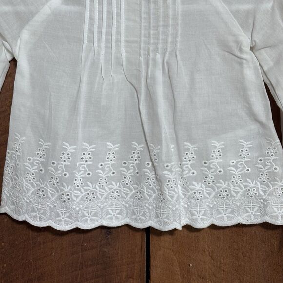 Oshkosh baby B’gosh Long Sleeve Floral Eyelet Top Blouse 3 Months BOHO White NWT - Picture 2 of 11
